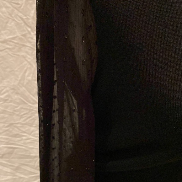 NWOT LOFT Black sweater with sheer shimmer sleeves. Beautiful. - Picture 2 of 6